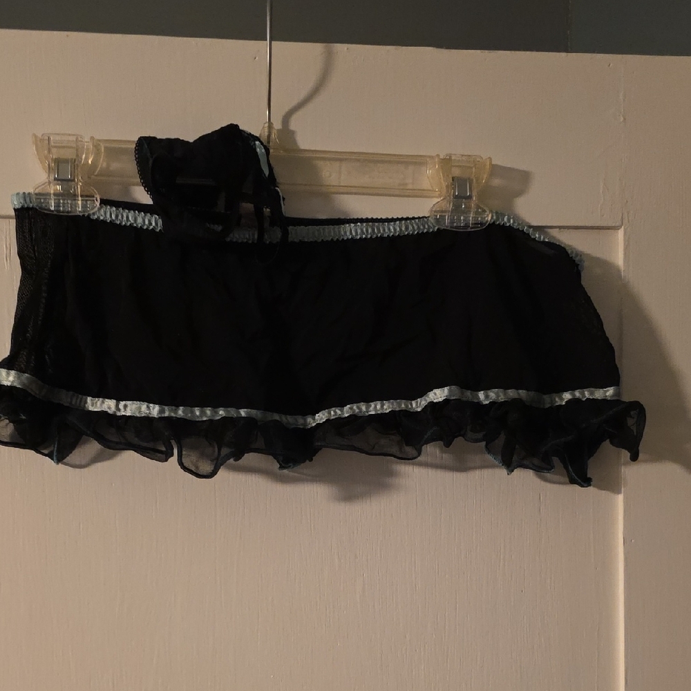 Black Sheer Ruffled Skirt With Matching Panty